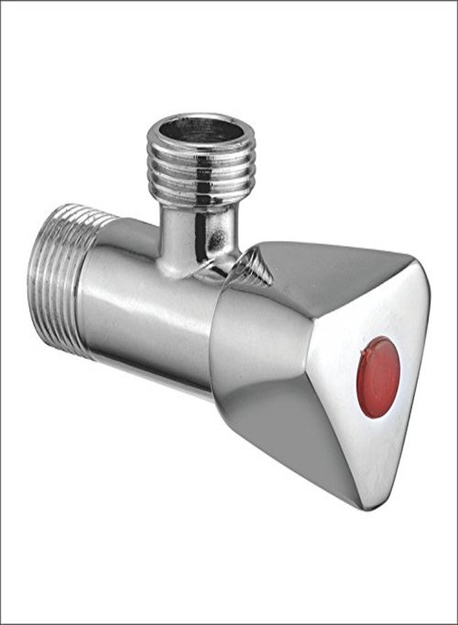 Kamal Full Brass Angle Cock with Wall Flange - Triangular | Wall Mounting | Chrome Finish | Elegant Finish, Anti-Corrosive - Silver (Pack of 1)